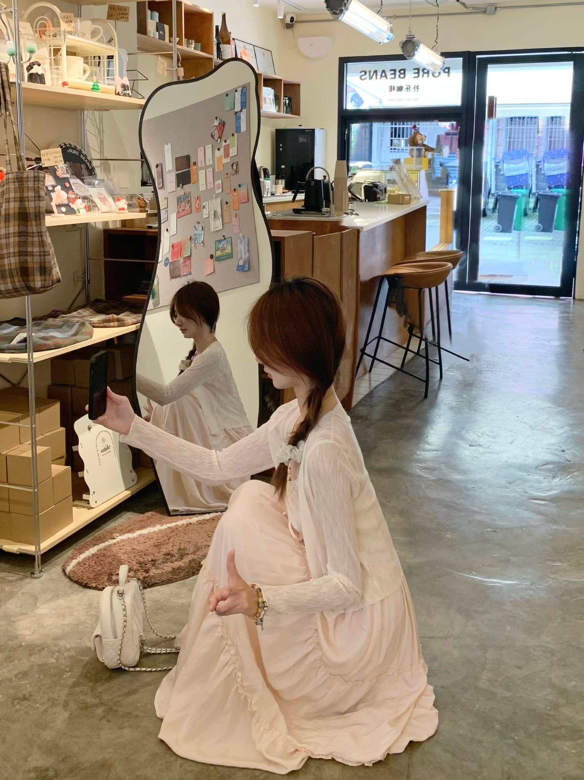 실사 정가 부드러운 바람 달콤함 레이스 레이스 패치워크 슬립 치마 세트 여름 자외선 차단 니트 오픈 가디건 상세 이미지 2