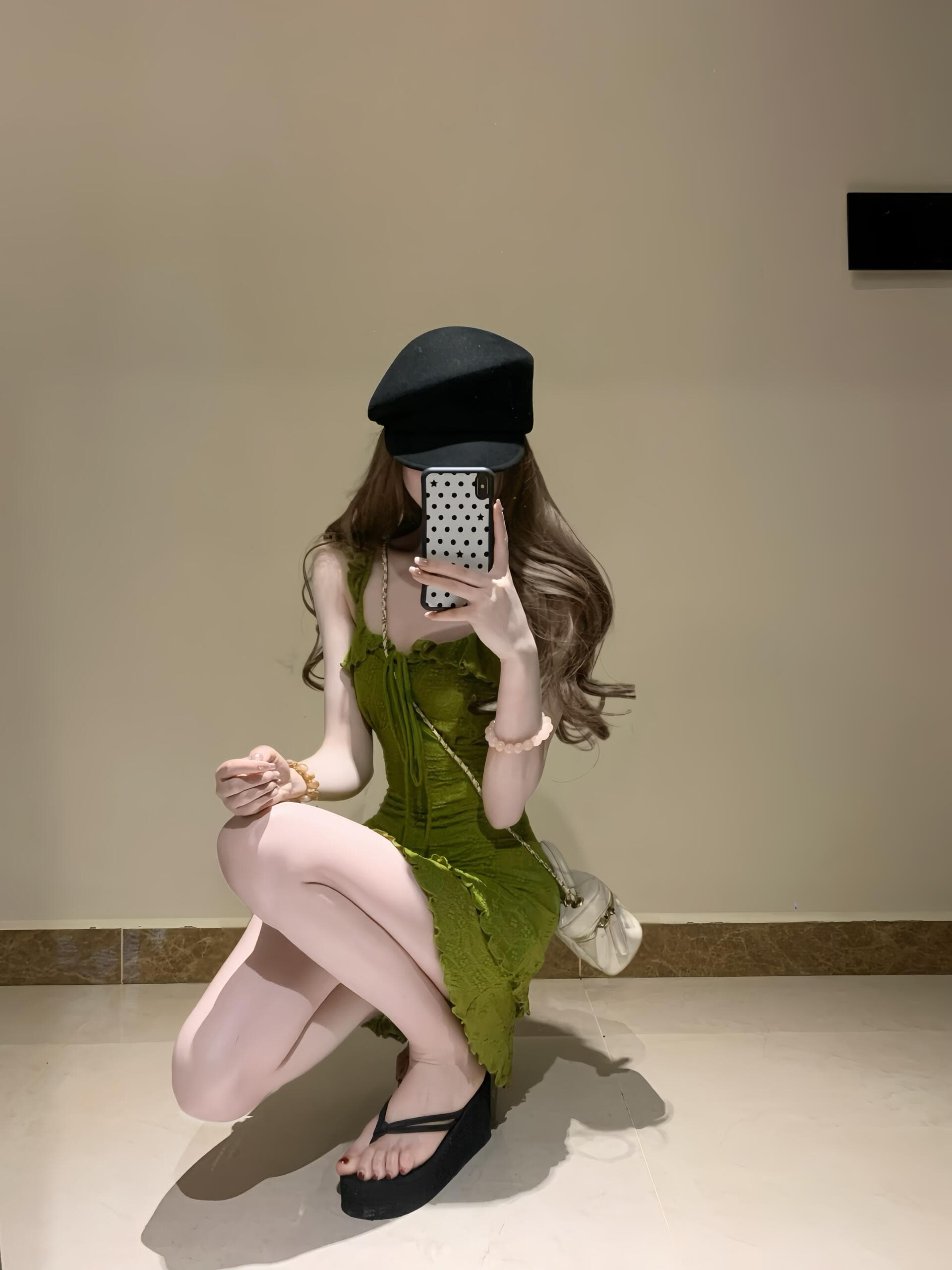 실사 정가 순수한 욕망 바람 녹색 슬립 여성 드레스 여름 몸매 가꾸기 허리 수축 슬림해 보이는 치마 상세 이미지 6