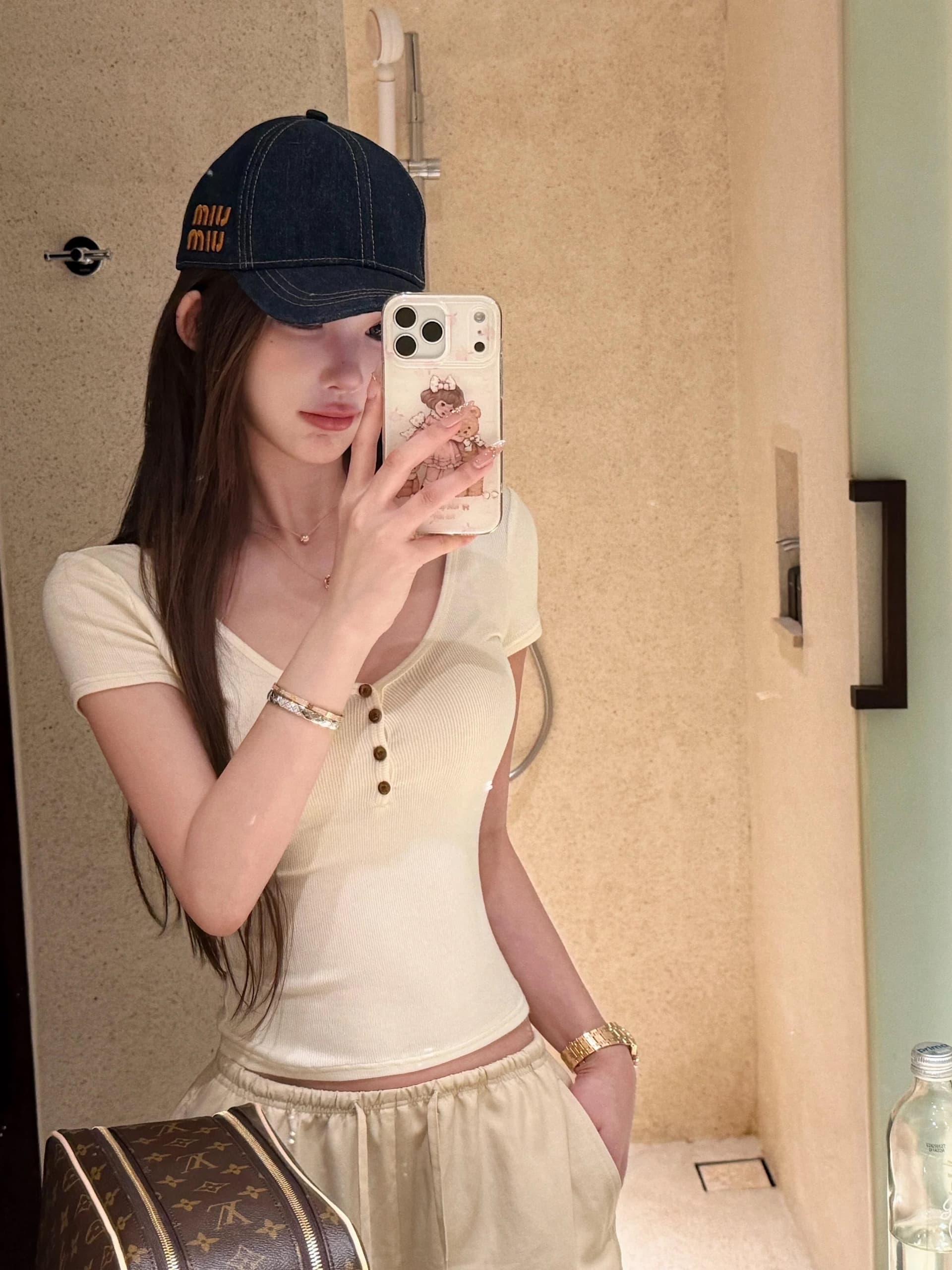 jmshop 03 04 20 00new 장기 지배 신축성 구덩이 기사 V넥 반팔 티셔츠 이미지 4