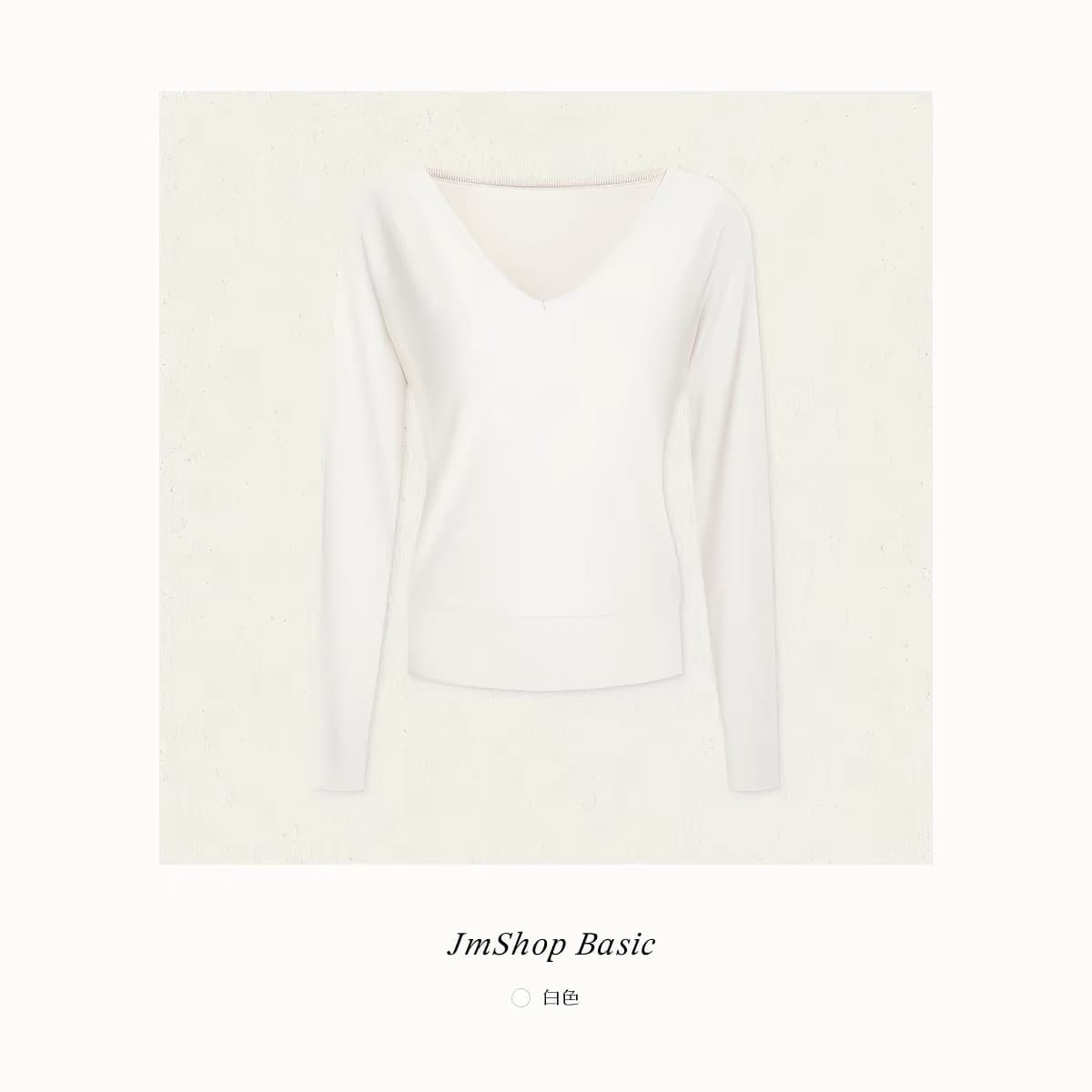 08 06 jmshop 지능 유럽 니켈 뽕나무 누에 실크 양모 니트 스웨터 여성 가을 V넥 긴팔 맨위 상세 이미지 5