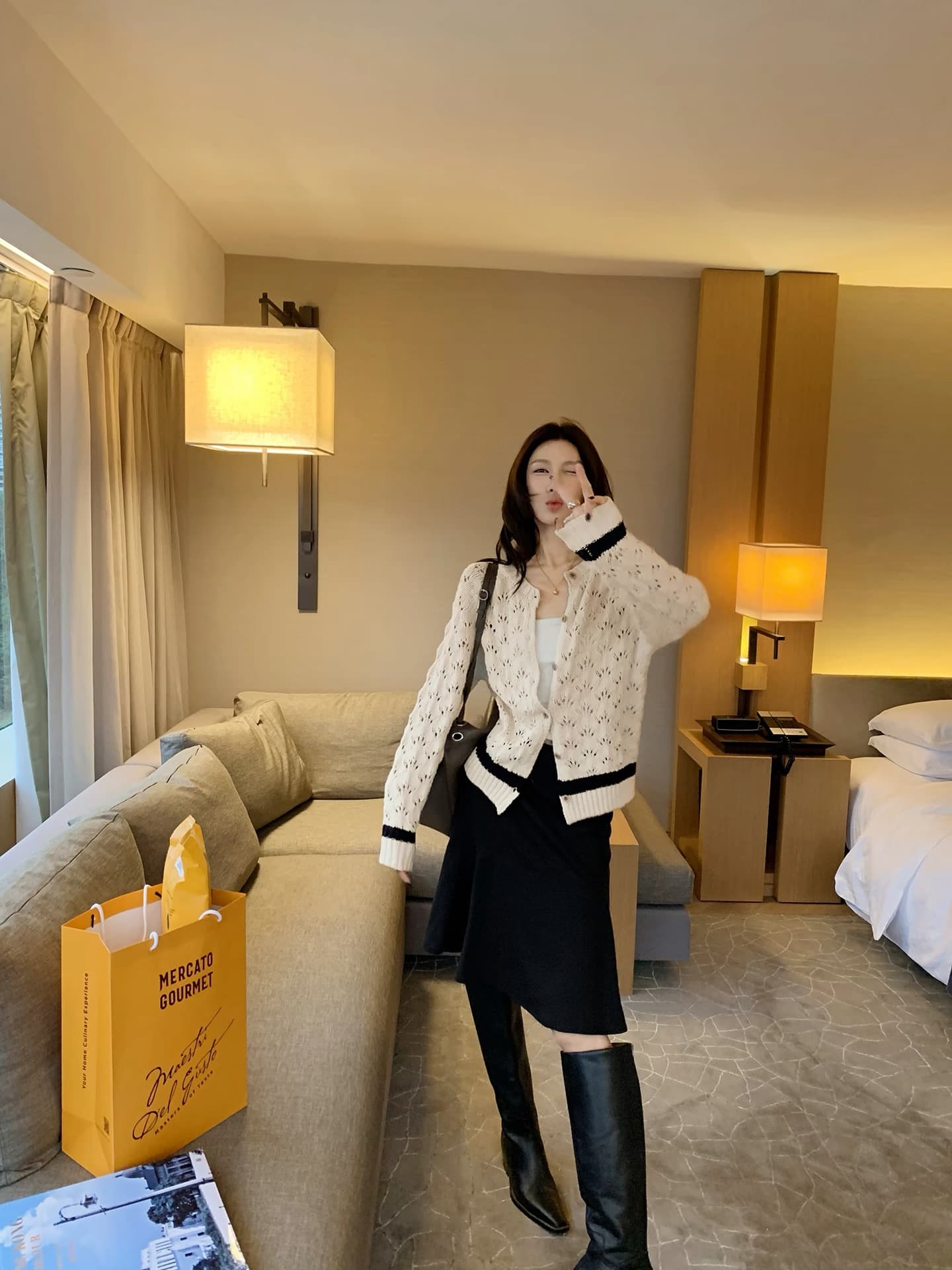 70 아니요 칠십 open y 사설 서비스 섹션 무거운 작은 배꼽 면 둘 착용 종류 배색 스웨터 카디건 코트 상세 이미지 3