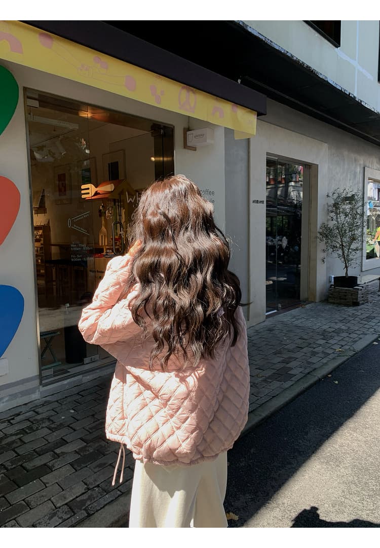 장 베이 베이 루즈핏 빅 사이즈 한국 스타일 가을 겨울 방풍 안개 얼굴 부드러운 찹쌀 보온 링 그리드 지퍼 다운 코트 여성 재킷 상세 이미지 69