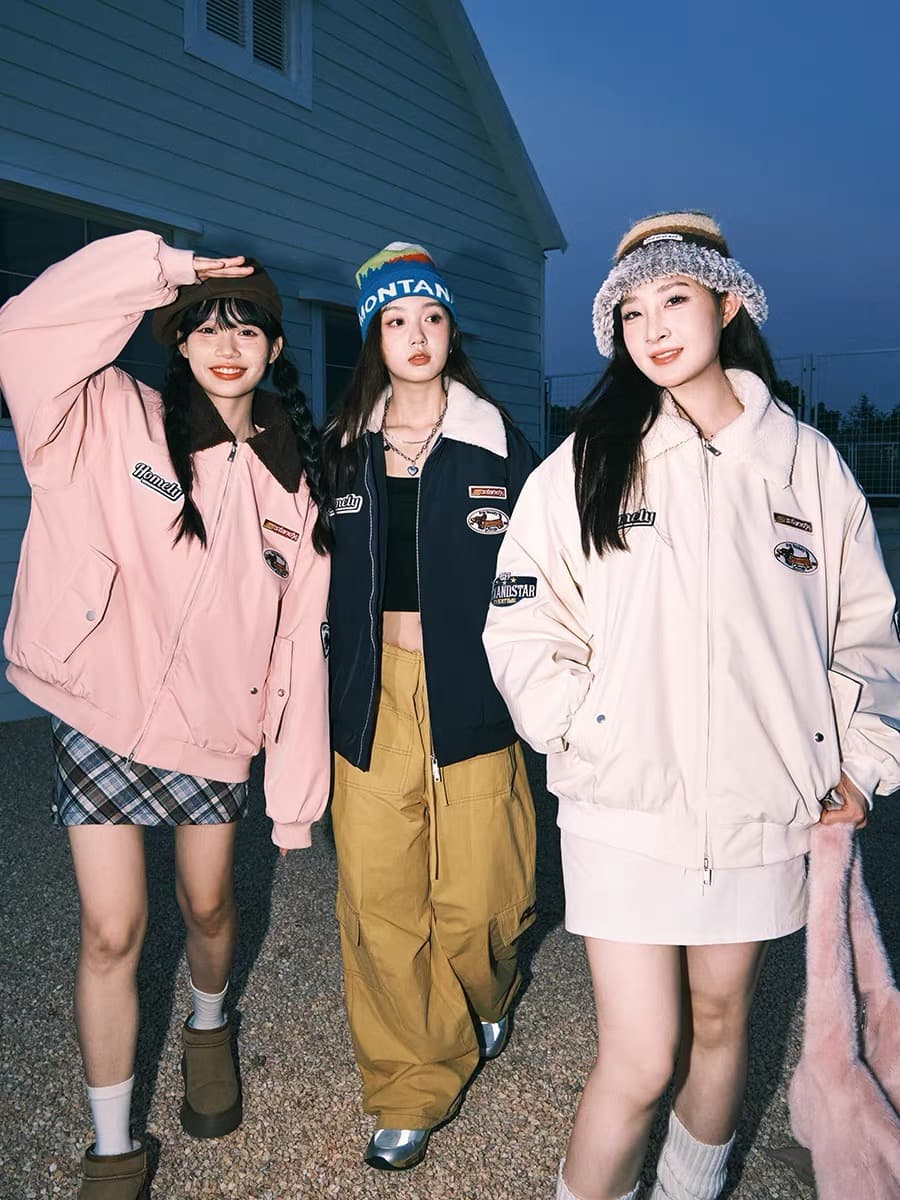 2026 아메리칸 양털 플리스 재킷 남자 모피 칼라 목화 진딧물 겨울 커플 야구 면 의류 여성 조수 브랜드 보온 면 옷 이미지 3