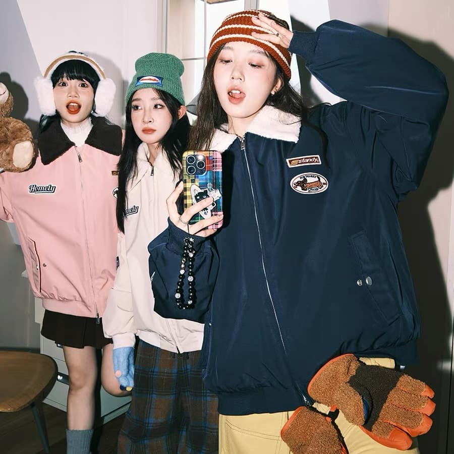 2026 아메리칸 양털 플리스 재킷 남자 모피 칼라 목화 진딧물 겨울 커플 야구 면 의류 여성 조수 브랜드 보온 면 옷