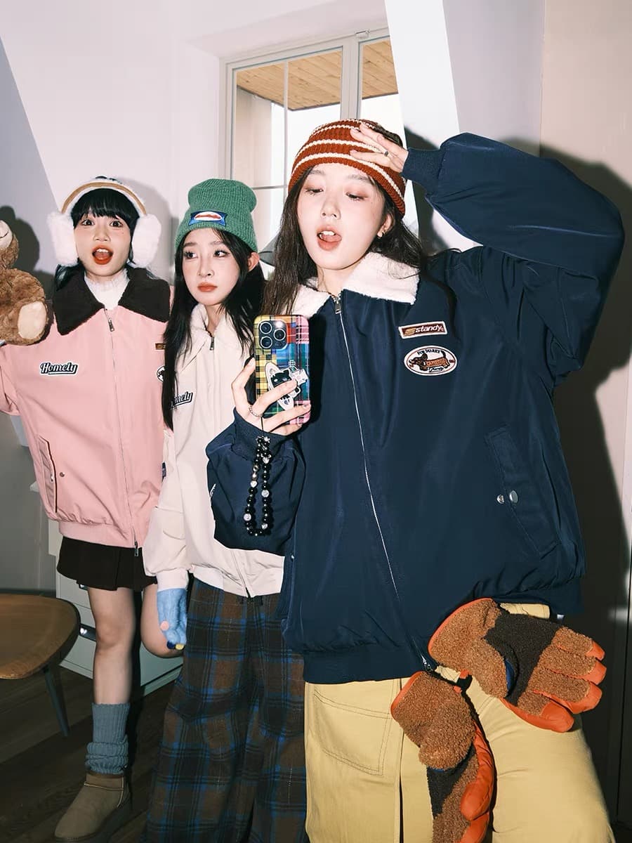 2026 아메리칸 양털 플리스 재킷 남자 모피 칼라 목화 진딧물 겨울 커플 야구 면 의류 여성 조수 브랜드 보온 면 옷 상세 이미지 1