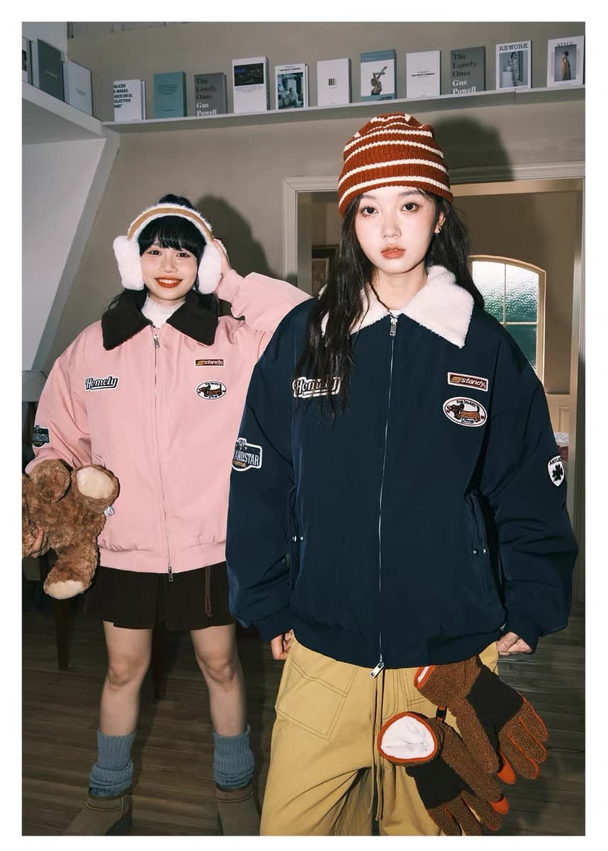 2026 아메리칸 양털 플리스 재킷 남자 모피 칼라 목화 진딧물 겨울 커플 야구 면 의류 여성 조수 브랜드 보온 면 옷 상세 이미지 13