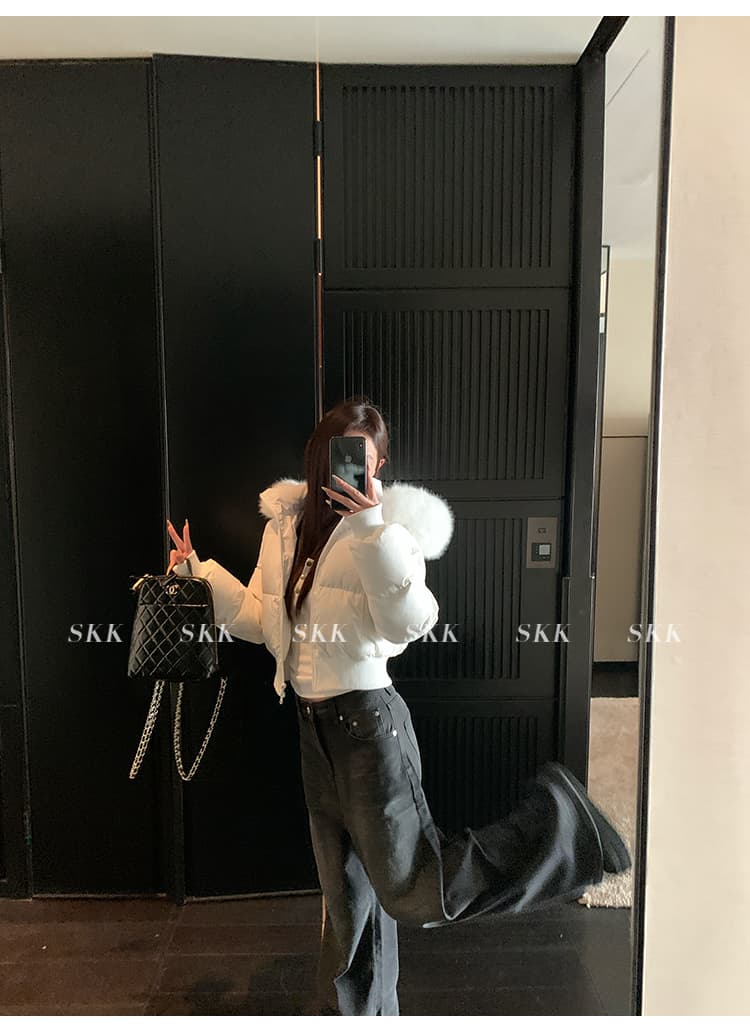 후드 큰 모피 칼라 아래 면화 의류 여성 2026 년 겨울 새로운 두꺼운 쇼트 스타일 다용도 면 옷 작은 키 재킷 상세 이미지 8