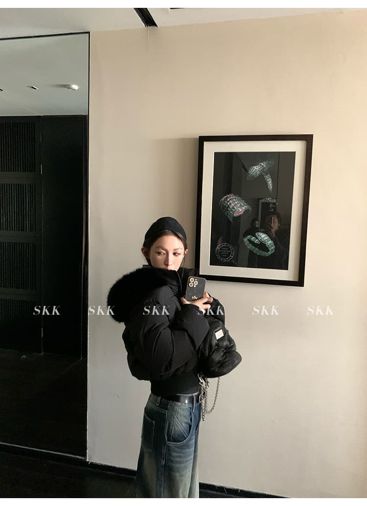 후드 큰 모피 칼라 아래 면화 의류 여성 2026 년 겨울 새로운 두꺼운 쇼트 스타일 다용도 면 옷 작은 키 재킷 상세 이미지 39