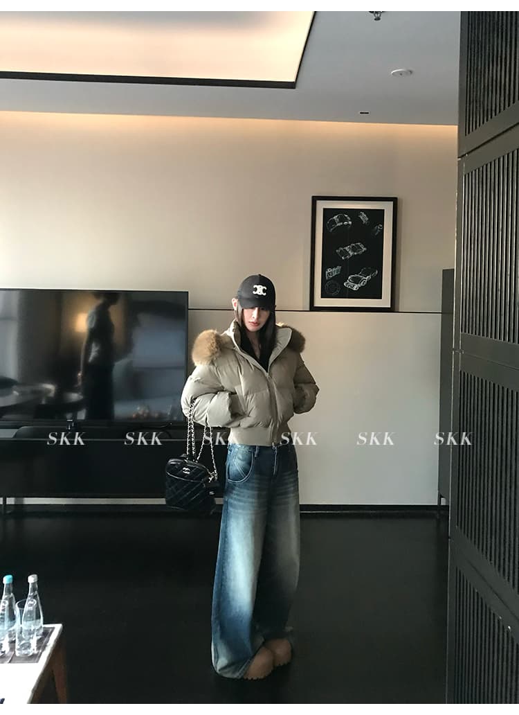 후드 큰 모피 칼라 아래 면화 의류 여성 2026 년 겨울 새로운 두꺼운 쇼트 스타일 다용도 면 옷 작은 키 재킷 상세 이미지 53