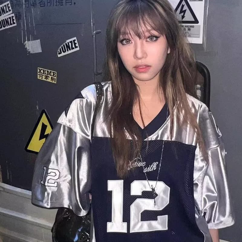 아메리칸 운동 저지 반팔 티셔츠 루즈핏 디자인 센스 작은 대중