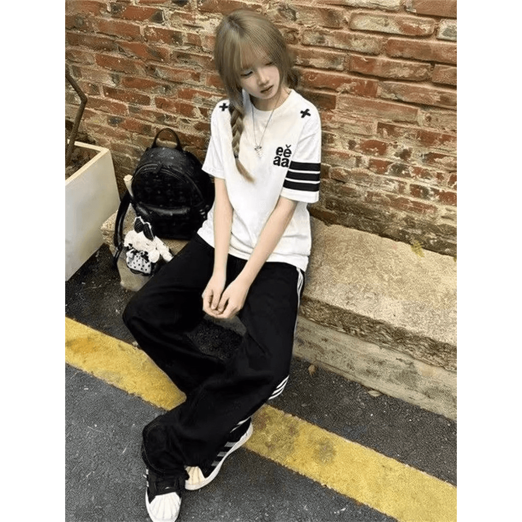 220 그램 순면 자수 네리 패치 싸움 플러그 색상 반팔 티셔츠 이미지 5