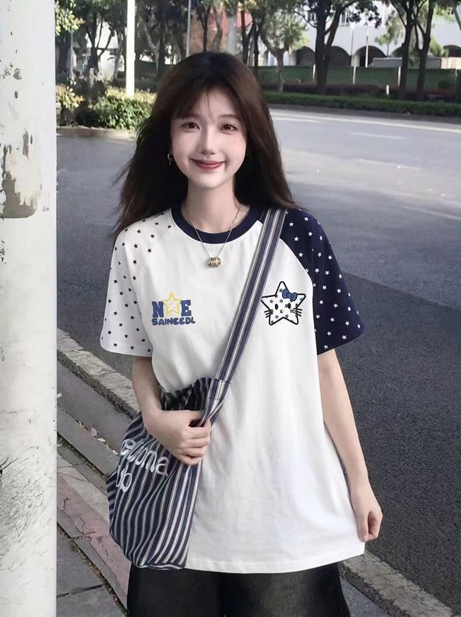 프린트 19 지점 220 그램 순면 반팔 티셔츠 남녀 이미지 3
