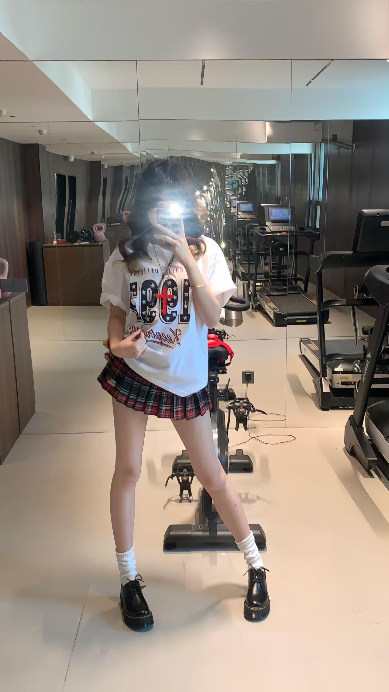 한국 스타일 순면 라운드 넥 프린트 반팔 티셔츠