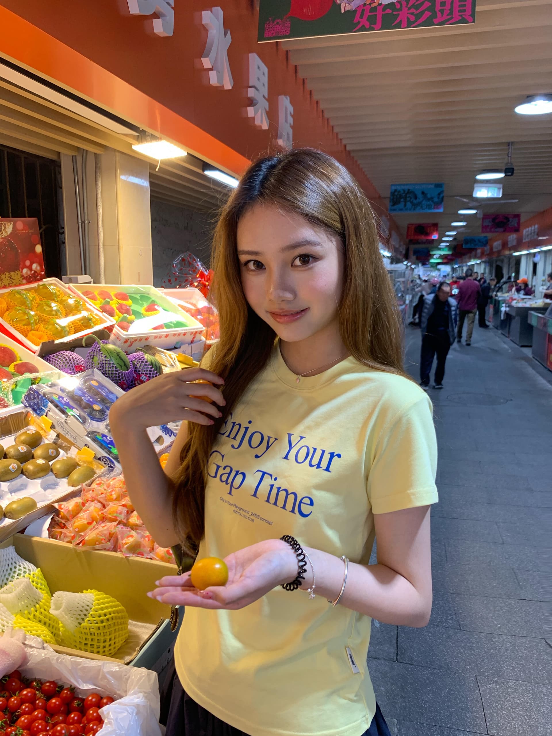 아메리칸 레트로 긍정적 인 어깨 라운드 넥 프린트 반팔 티셔츠 이미지 2
