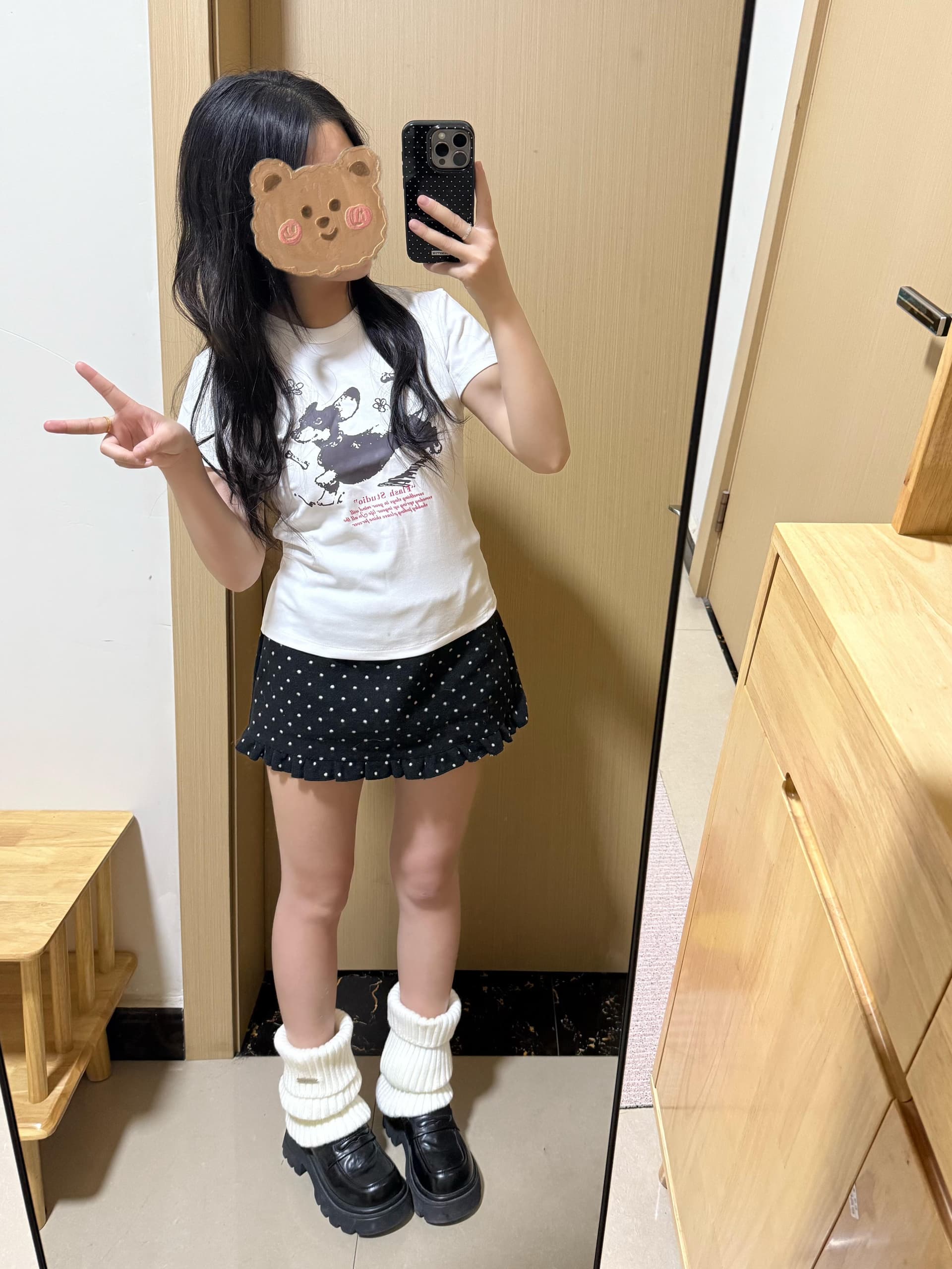 아메리칸 레트로 라운드 넥 긍정적 인 어깨 프린트 반팔 티셔츠 이미지 2