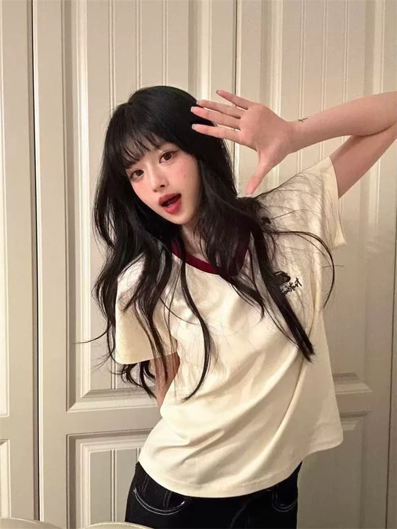 좋은 품질 자수 네리 가게 천 19 지점 220 그램 순면 긍정적 인 어깨 반팔 t 상세 이미지 2