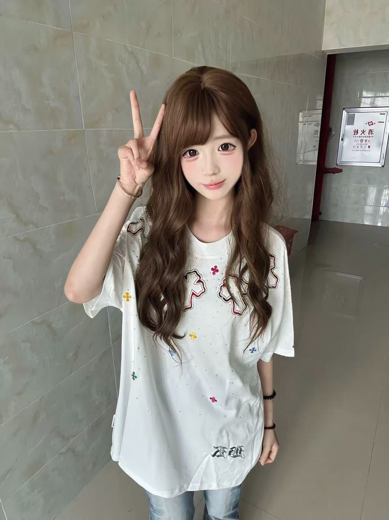 자수 패치 핫픽스 네리 가게 천 19 지점 220 그램 순면 반팔 티셔츠 상세 이미지 2