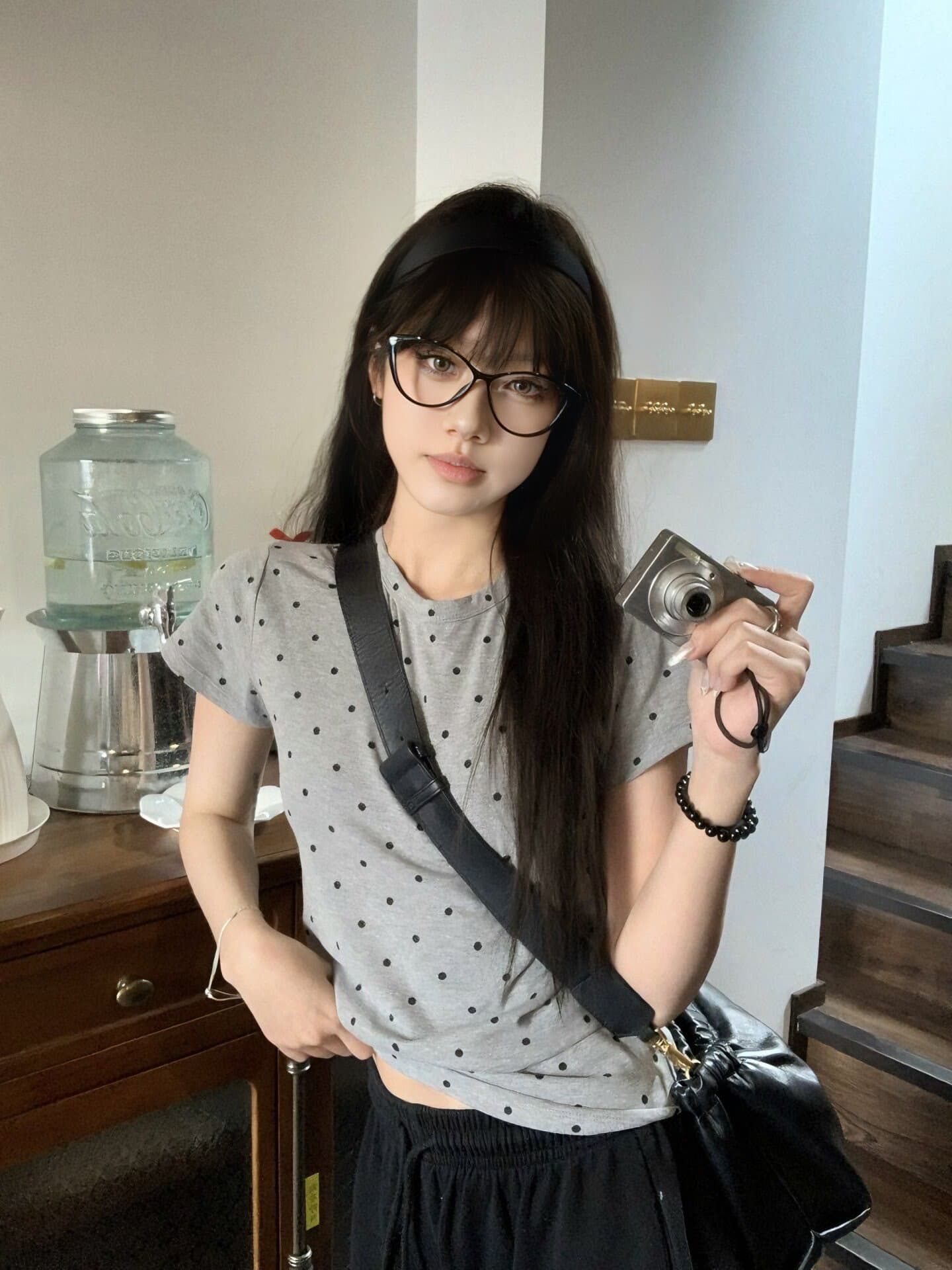 한 부서 새로운 패션 라운드 넥 도트 무늬 반팔 공란 에디션 맨위 이미지 2