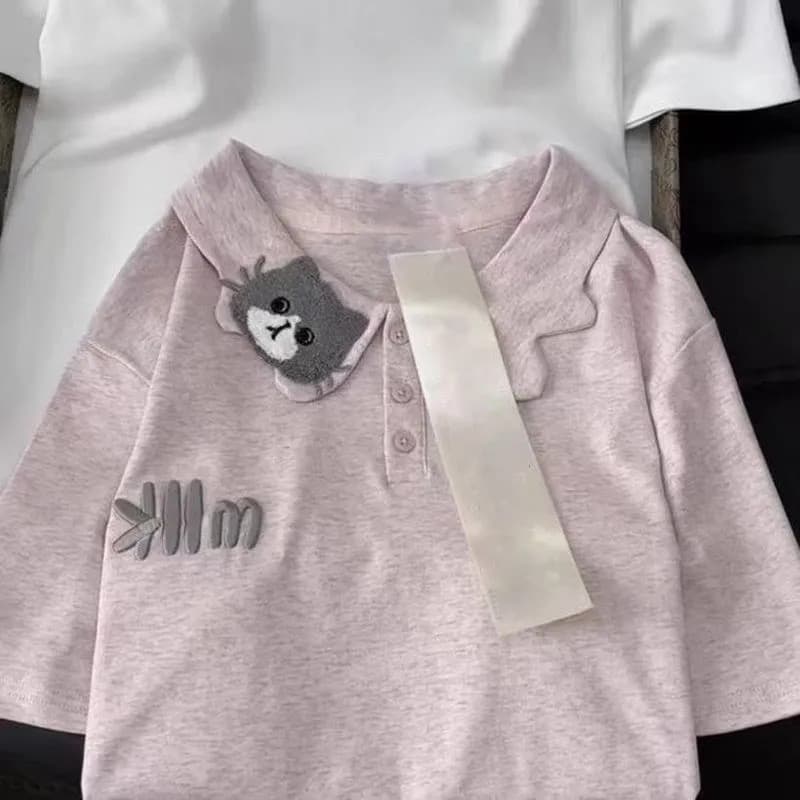 54 면 39 폴리 에스터 7 암모니아 Lun 원본 솜씨 POLO 칼라 이후 패키지 3 차원 자수 반팔 상세 이미지 1