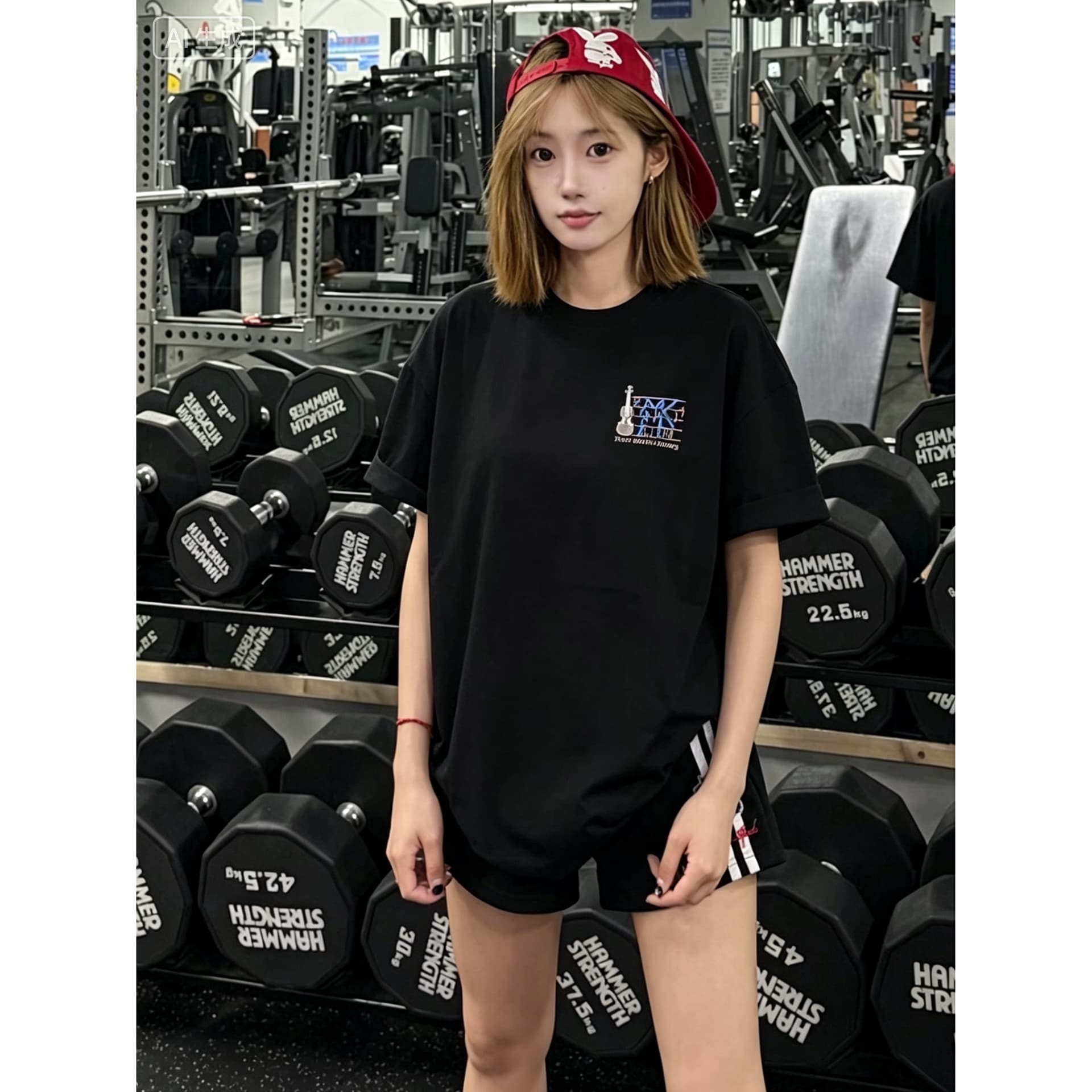 좋은 품질 솜씨 자수 네리 가게 천 19 지점 220 그램 순면 반팔 티셔츠 이미지 5