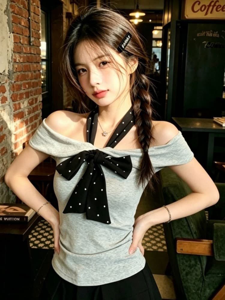 행침 목 넥타이 다용도 새로운 여름 몸매 가꾸기 섹시함 오프숄더 맨위 상세 이미지 3
