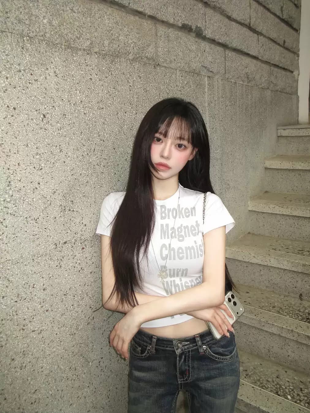 아메리칸 레트로 순면 긍정적 인 어깨 라운드 넥 프린트 반팔 티셔츠