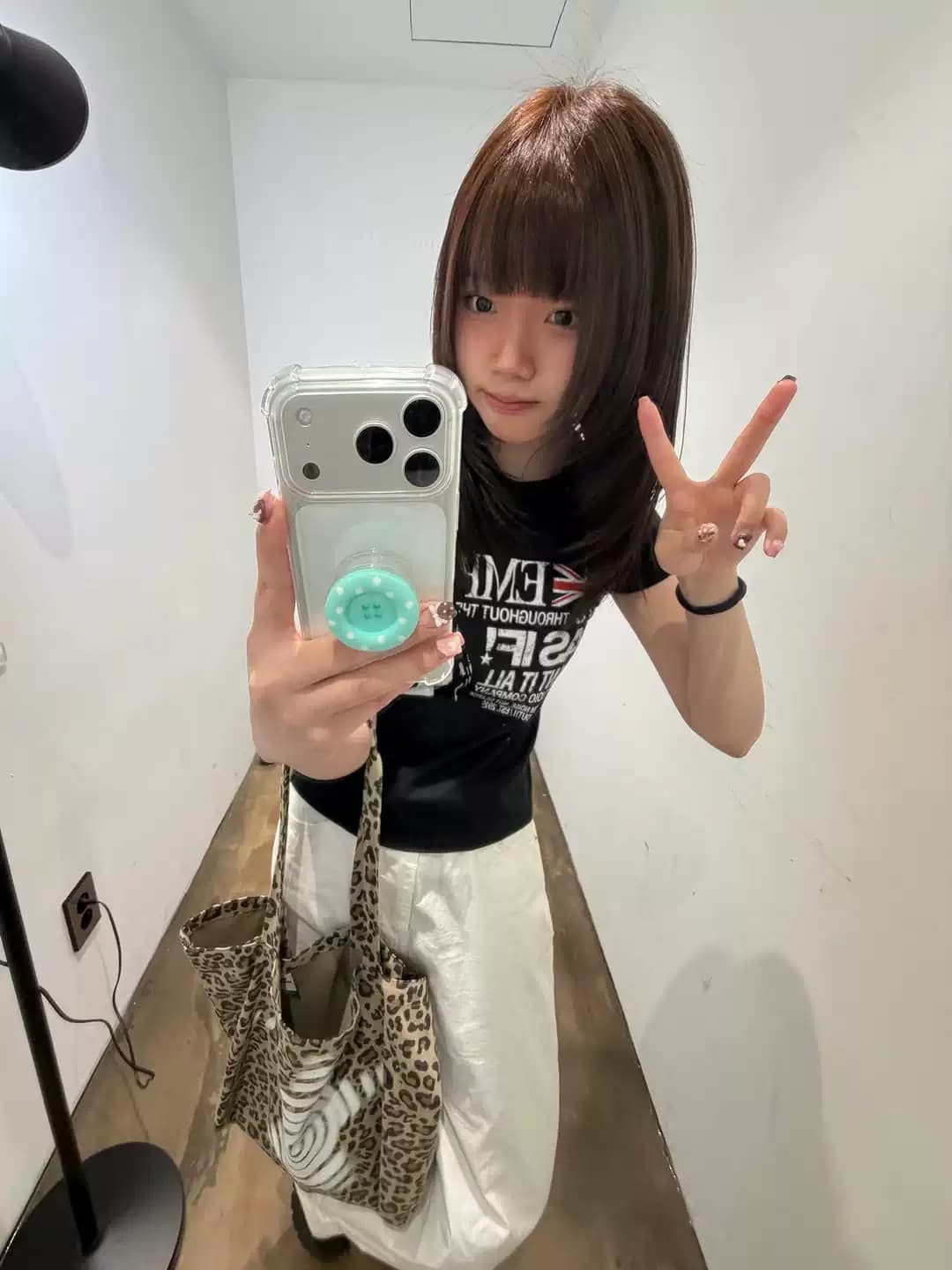아메리칸 레트로 순면 긍정적 인 어깨 라운드 넥 프린트 반팔 티셔츠 상세 이미지 3