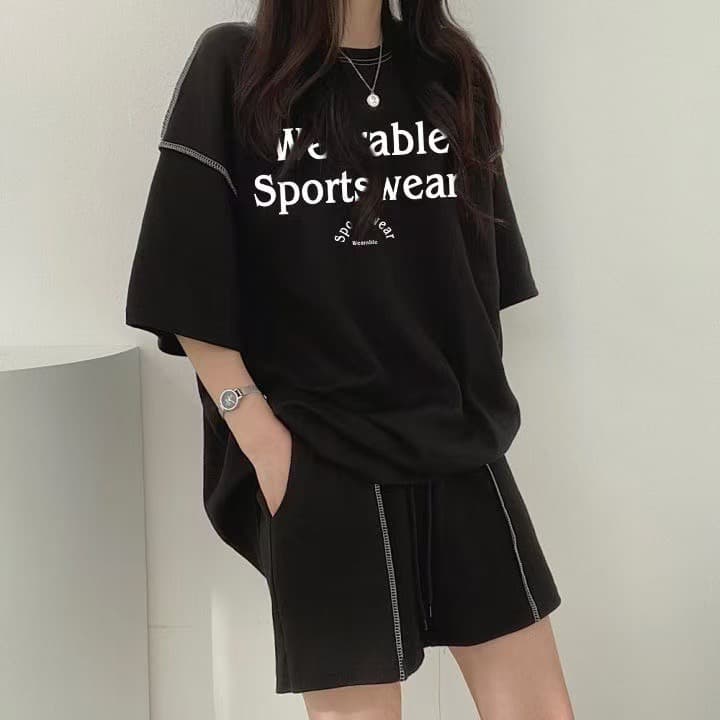 캐주얼 연령 감소 반팔 반바지 패션 소금 부서 투피스 세트 세트 여성 2026 년 새로운 상세 이미지 2