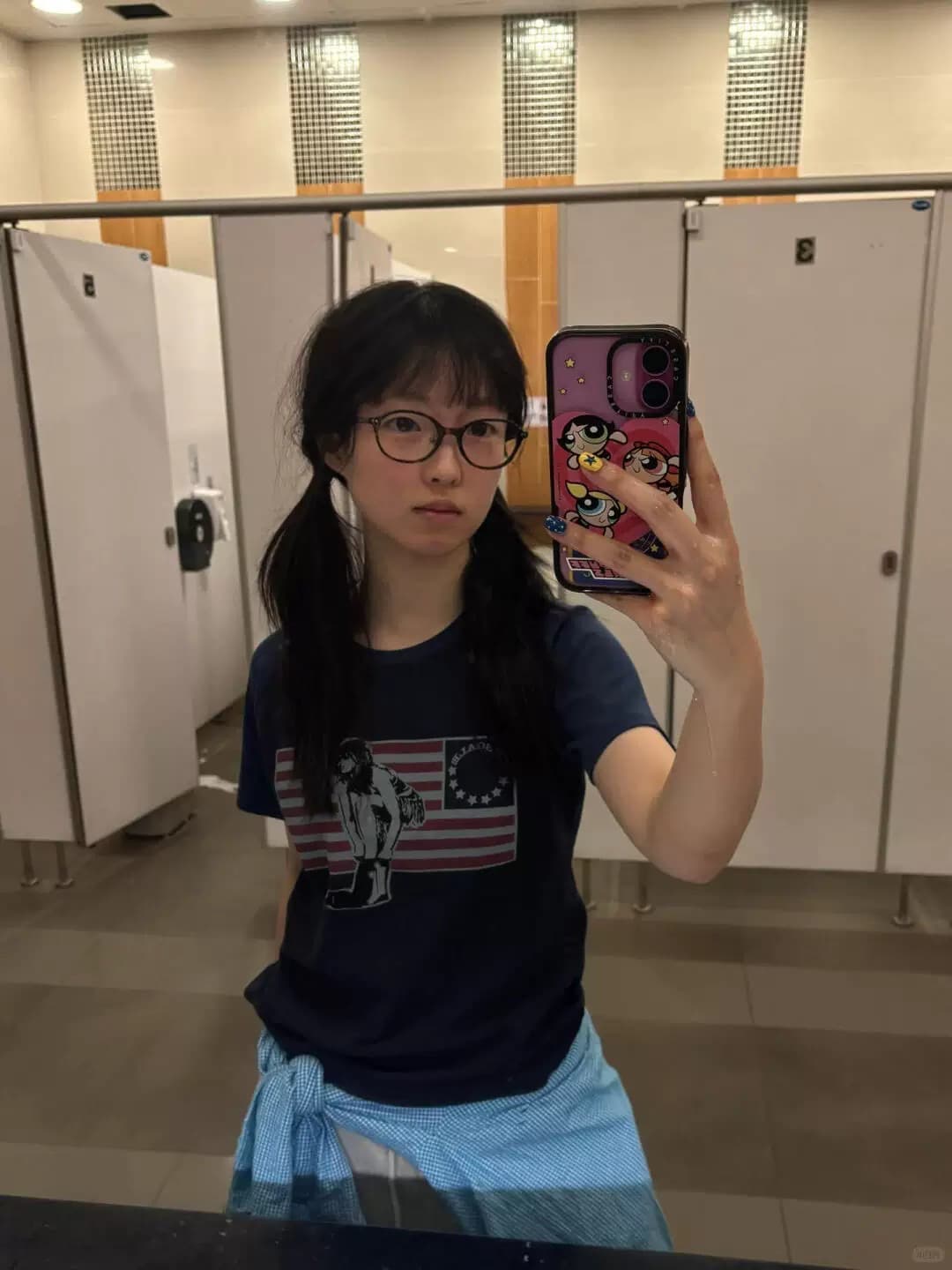 아메리칸 레트로 순면 몸매 가꾸기 긍정적 인 어깨 라운드 넥 프린트 반팔 티셔츠 상세 이미지 1
