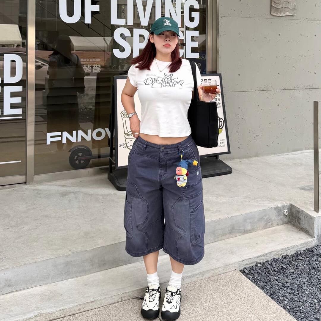 아메리칸 레트로 순면 몸매 가꾸기 긍정적 인 어깨 라운드 넥 프린트 반팔 티셔츠 상세 이미지 2