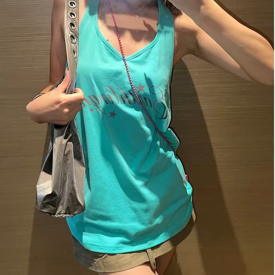 원본 종류 광저우 원단 행침 목 백리스 조끼 여성 핫걸 상세 이미지 5