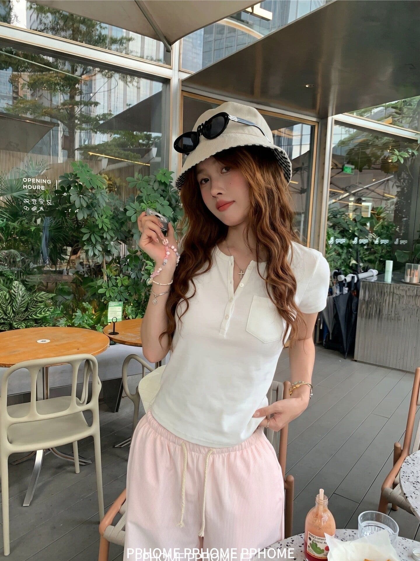 훌륭함 면 대나무 마디 헨리 칼라 화이트 반팔 티셔츠 여성 여름 디자인 센스 몸매 가꾸기 슬림해 보이는 다용도 쇼트 스타일 긍정적 인 어깨 의류
