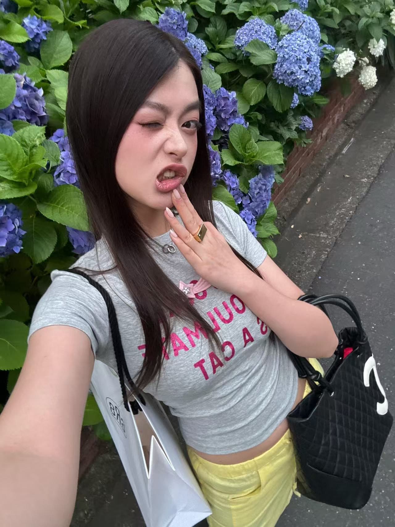 아메리칸 레트로 순면 긍정적 인 어깨 라운드 넥 프린트 반팔 티셔츠 상세 이미지 2