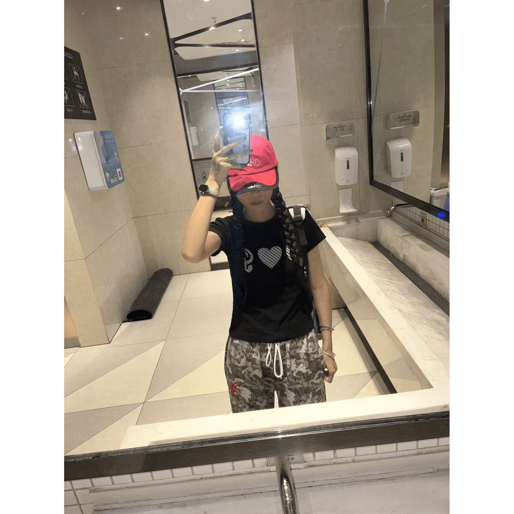 아메리칸 레트로 순면 긍정적 인 어깨 라운드 넥 프린트 반팔 티셔츠 이미지 5