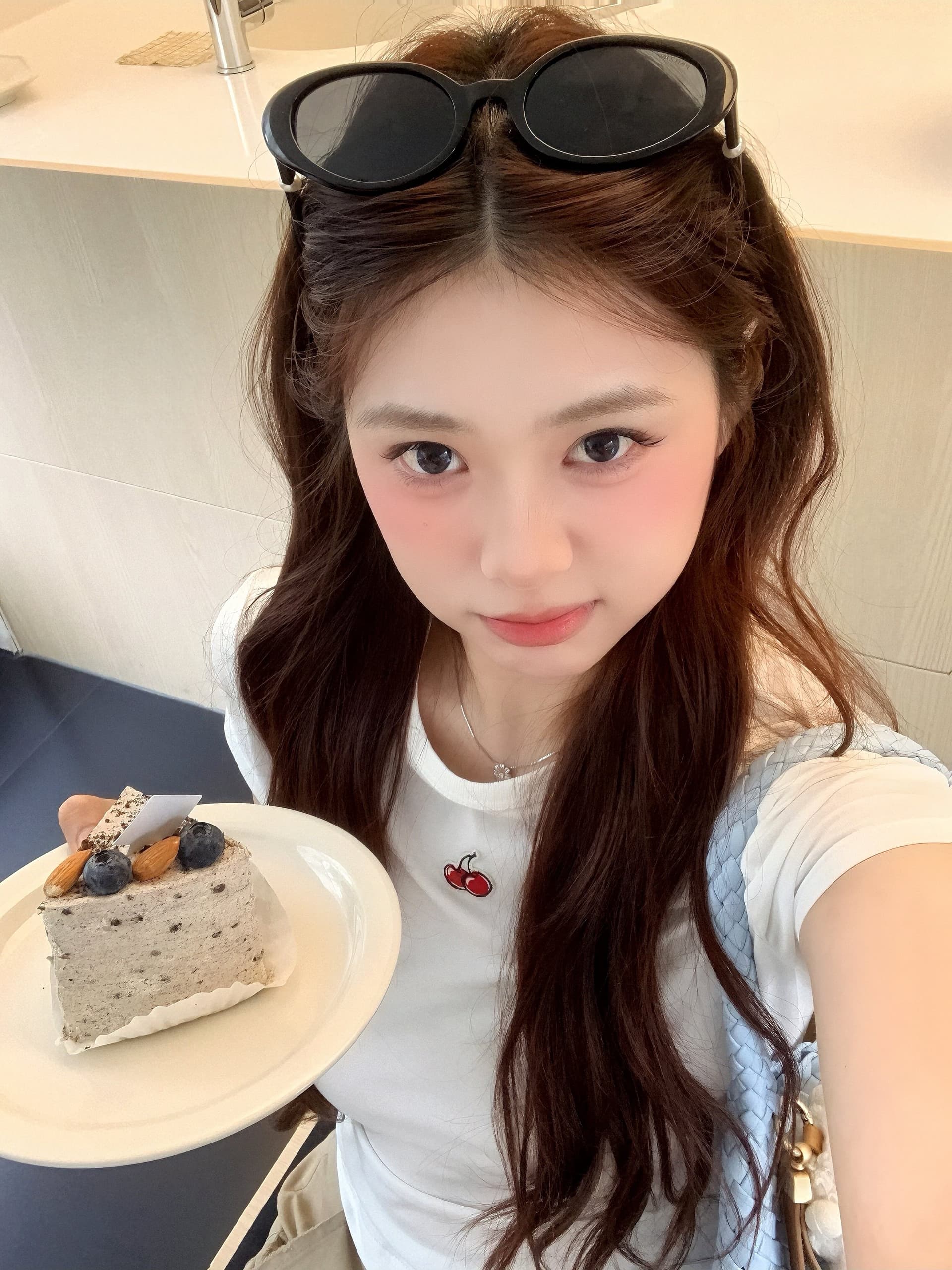 아메리칸 레트로 순면 긍정적 인 어깨 라운드 넥 프린트 반팔 티셔츠 이미지 4