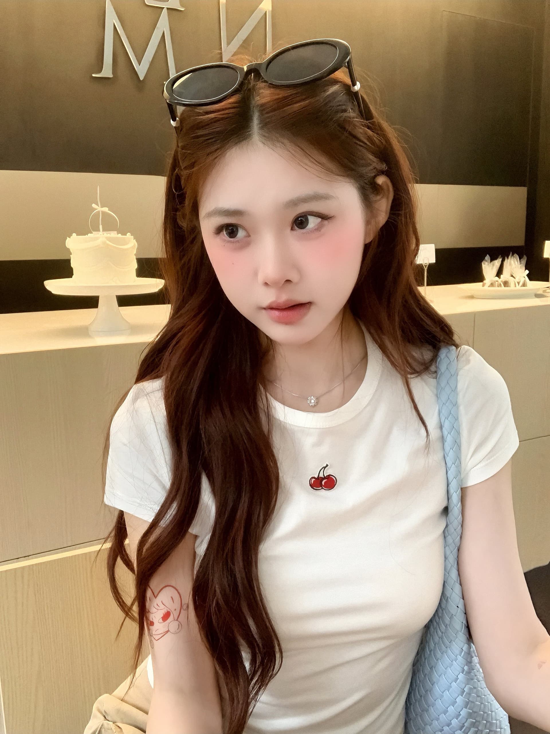 아메리칸 레트로 순면 긍정적 인 어깨 라운드 넥 프린트 반팔 티셔츠 상세 이미지 1