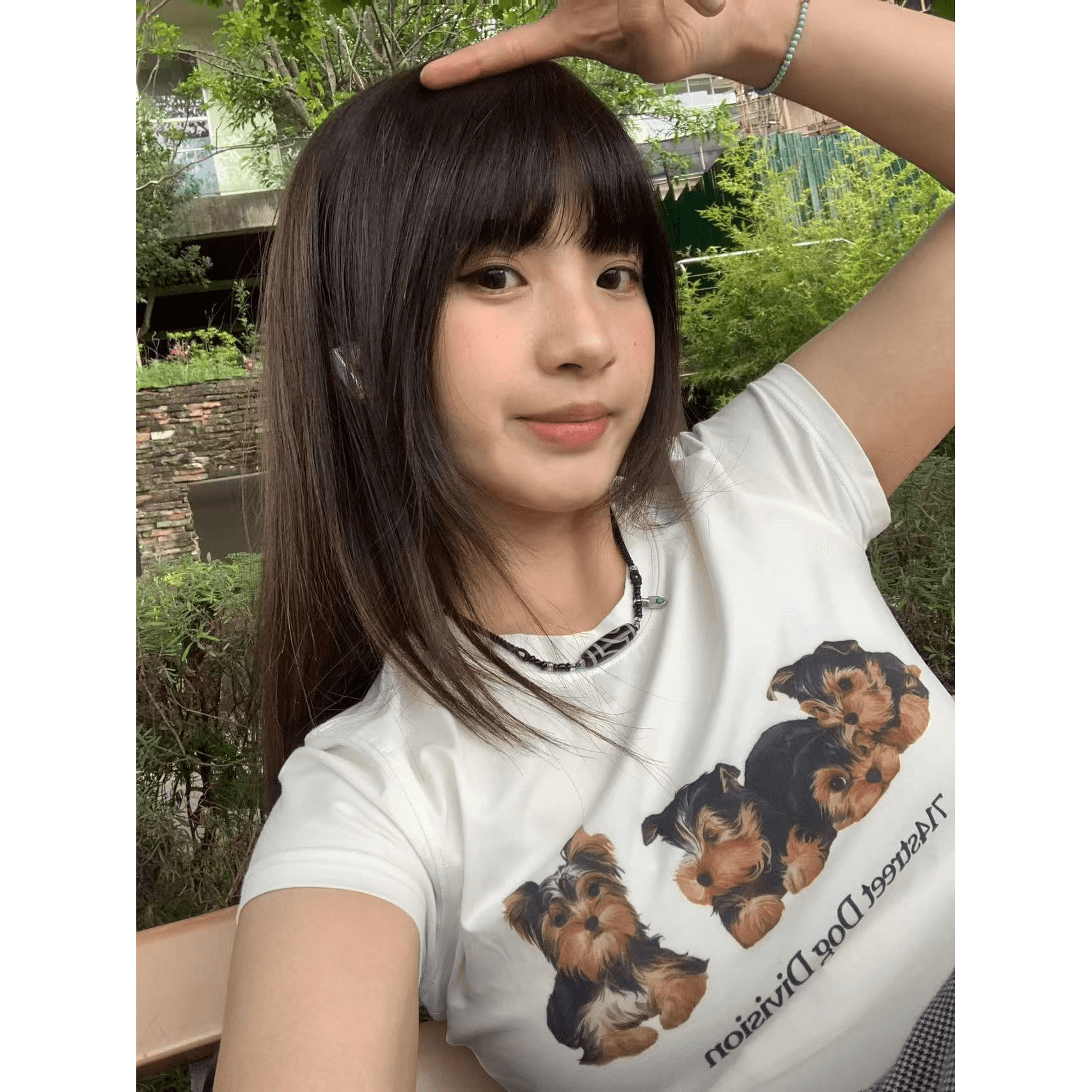 아메리칸 레트로 순면 긍정적 인 어깨 라운드 넥 프린트 반팔 티셔츠 이미지 5