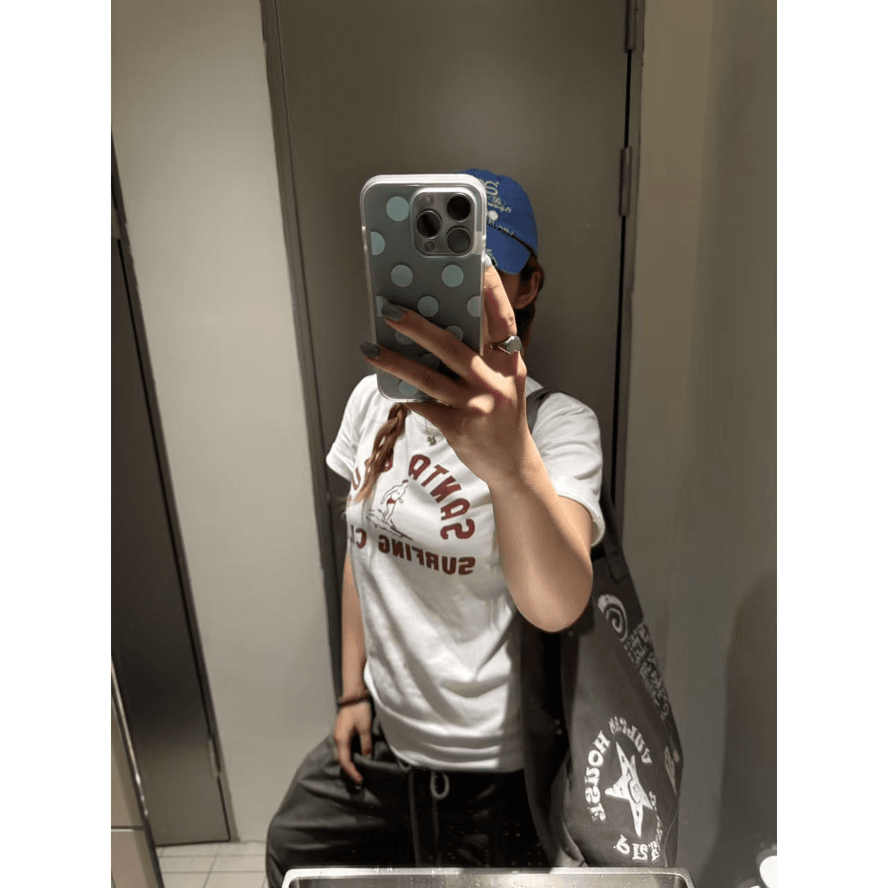아메리칸 레트로 순면 몸매 가꾸기 긍정적 인 어깨 라운드 넥 프린트 반팔 티셔츠 이미지 5