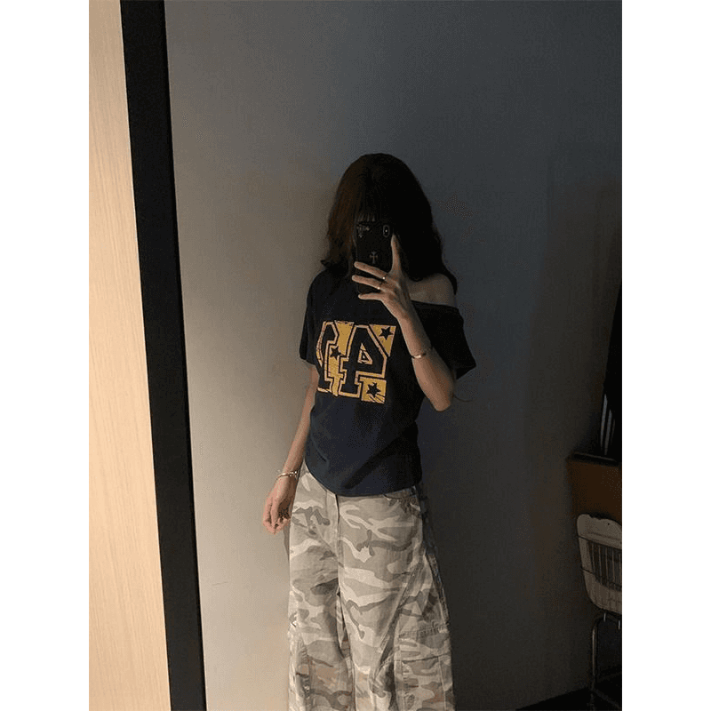 40 오스트리아 세대 서울 92 면 8 암모니아 Lun 220 그램 비스듬한 어깨 오프숄더 티셔츠 새로운 프린트 맨위 이미지 5
