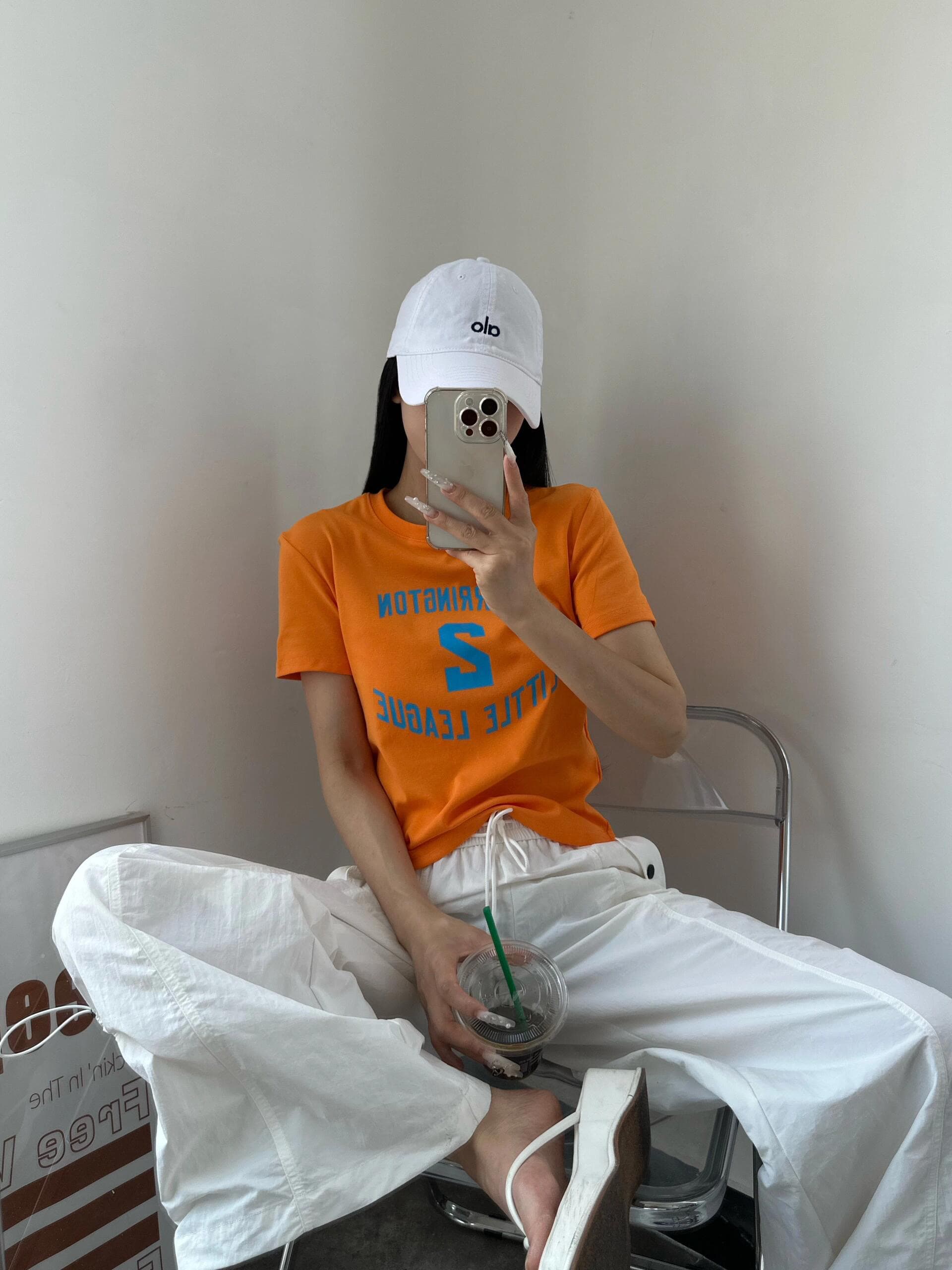 아메리칸 레트로 순면 몸매 가꾸기 긍정적 인 어깨 라운드 넥 프린트 반팔 티셔츠 이미지 4