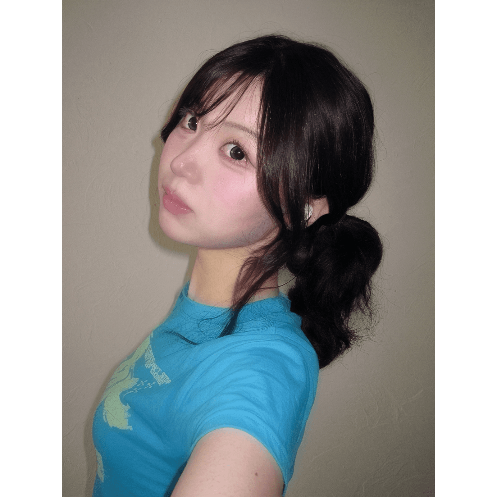아메리칸 레트로 순면 몸매 가꾸기 긍정적 인 어깨 라운드 넥 프린트 반팔 티셔츠 이미지 5