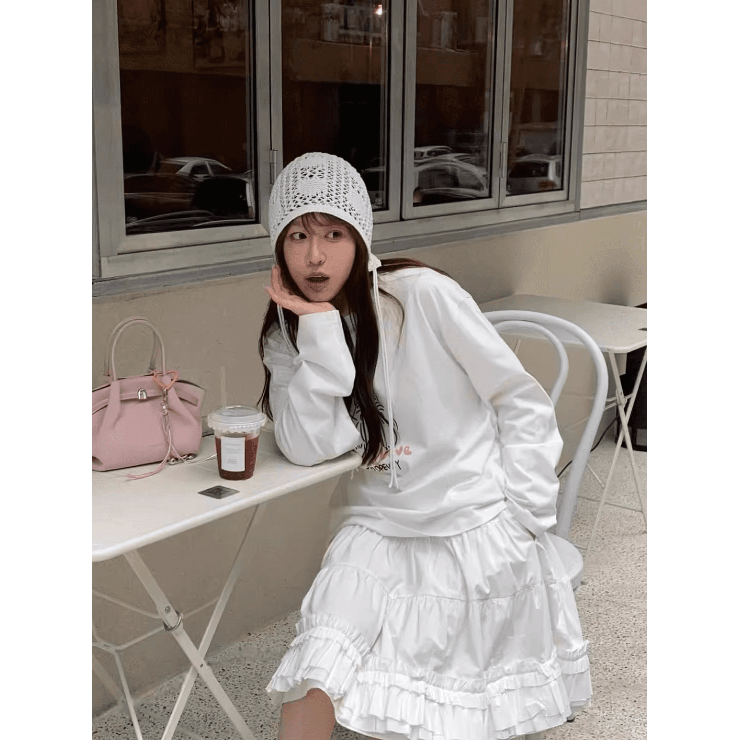 210 그램 21 이후 패키지 칼라 프린트 가을 의상 긴팔 티셔츠 여성 루즈핏 순면 라운드 넥 맨위 이미지 5