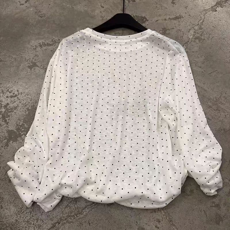 원본 솜씨 이후 테두리 도트 무늬 프린트 자외선 차단 블라우스 긴팔 맨위 이미지 2