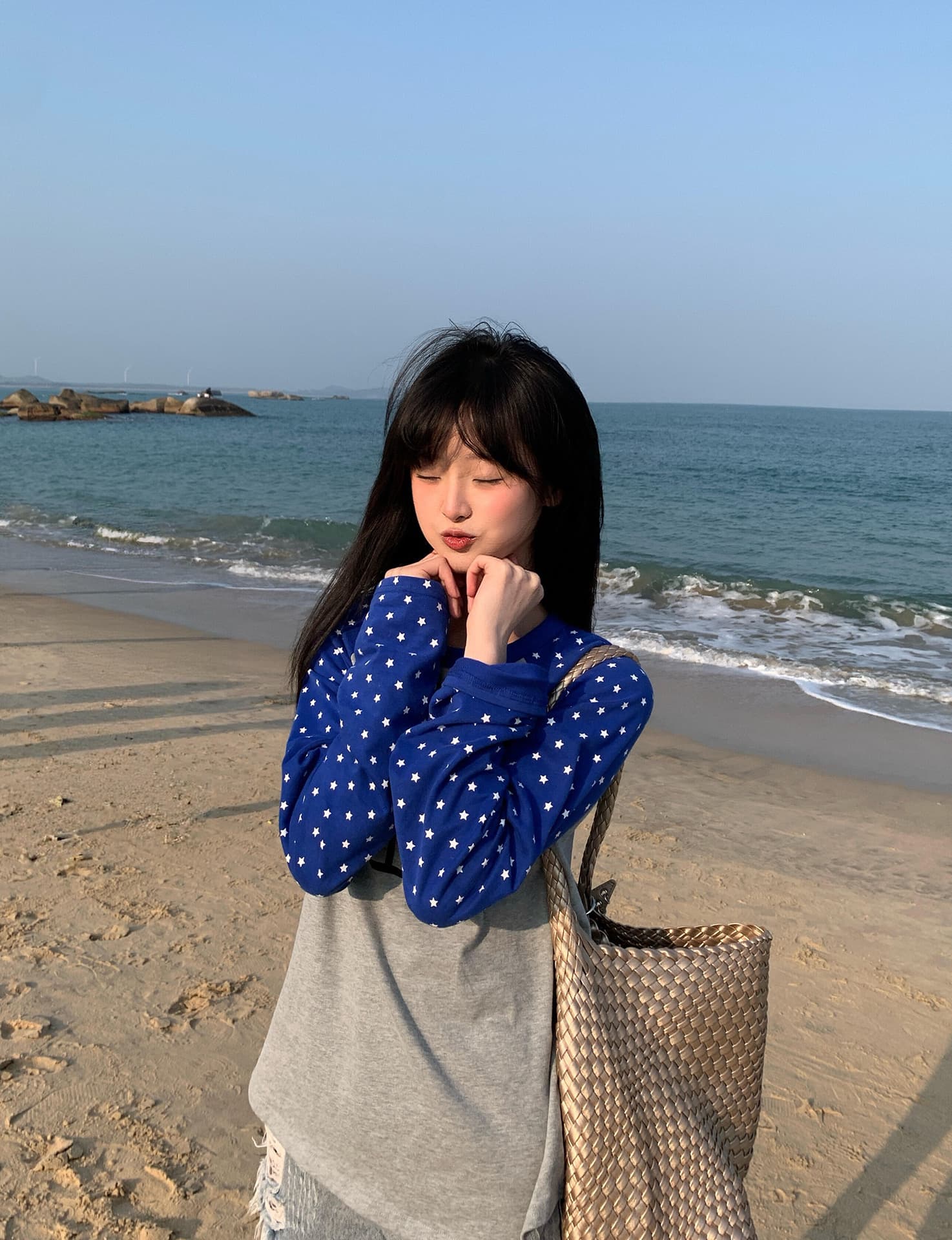 프린트 핫픽스 19 지점 220 그램 순면 긴팔 티셔츠 여성 상세 이미지 4