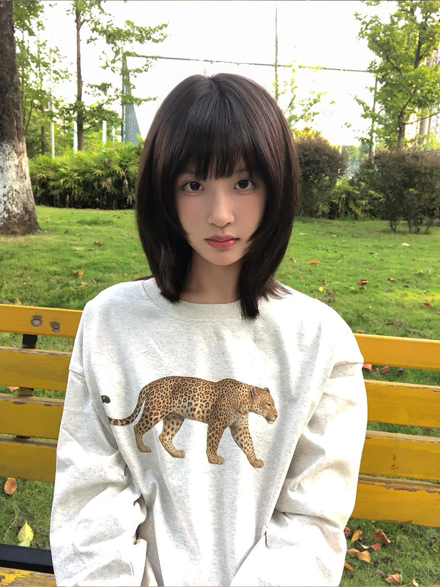 높은 품질 순면 200그램 21 빗질하다 정밀 프린트 가을 패치워크 색상 긴팔 티셔츠 여성 이미지 3