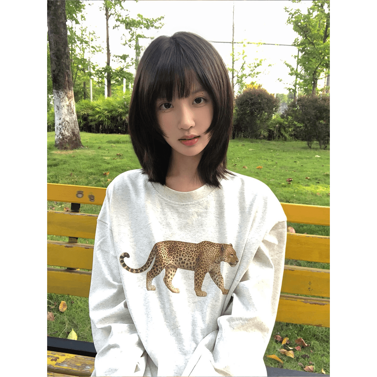 높은 품질 순면 200그램 21 빗질하다 정밀 프린트 가을 패치워크 색상 긴팔 티셔츠 여성 이미지 5