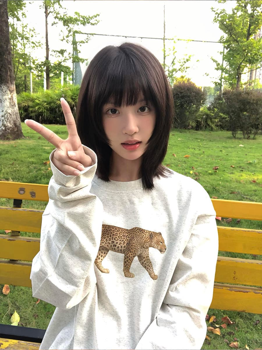 높은 품질 순면 200그램 21 빗질하다 정밀 프린트 가을 패치워크 색상 긴팔 티셔츠 여성 상세 이미지 4