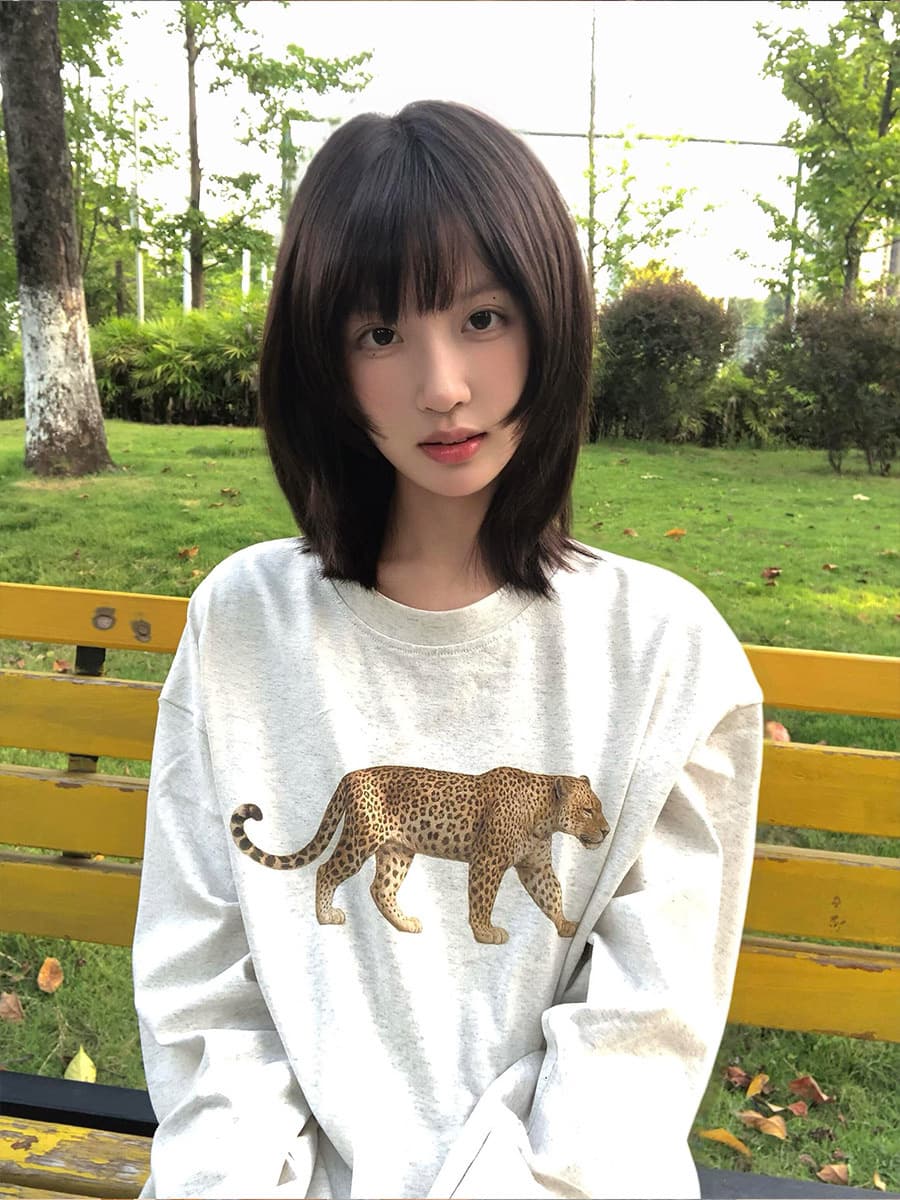 높은 품질 순면 200그램 21 빗질하다 정밀 프린트 가을 패치워크 색상 긴팔 티셔츠 여성 상세 이미지 5