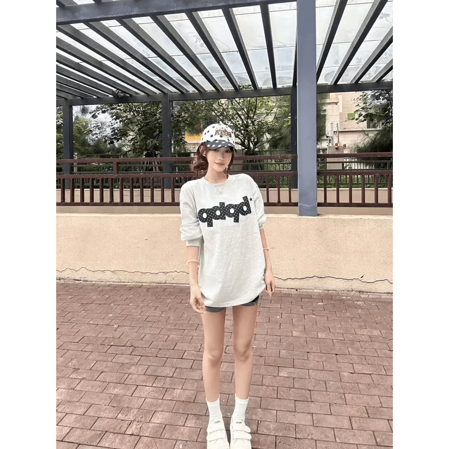 한 부서 순면 뭉치 구두 라운드 넥 프린트 긴팔 티셔츠 이미지 5