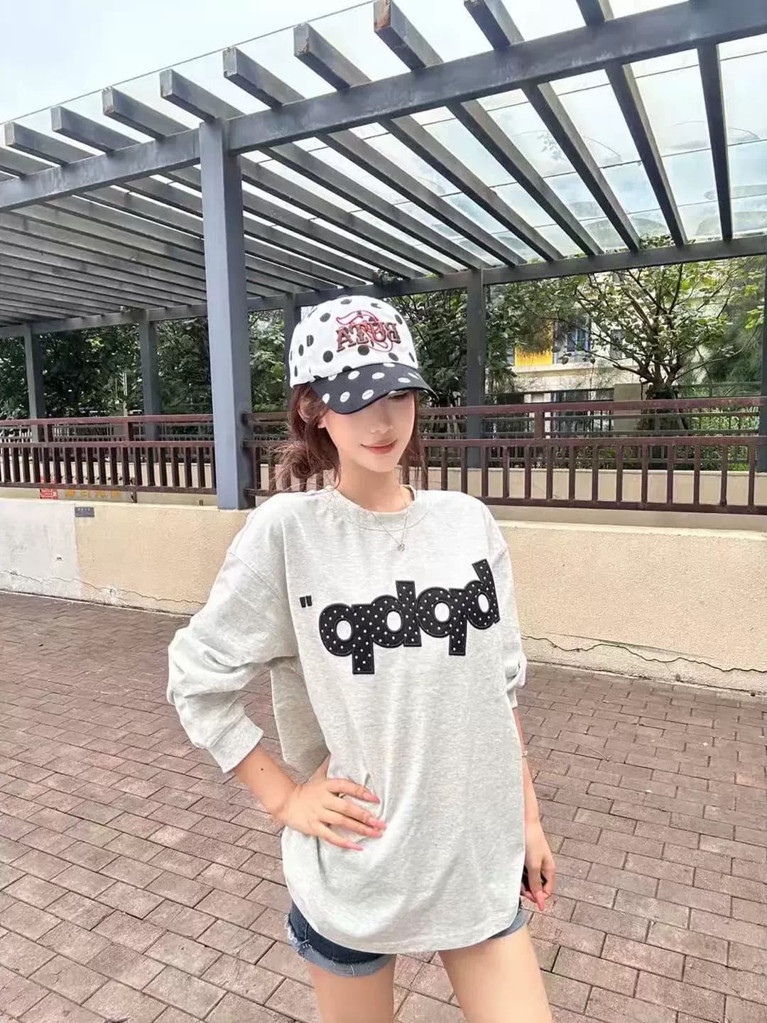 한 부서 순면 뭉치 구두 라운드 넥 프린트 긴팔 티셔츠 상세 이미지 2